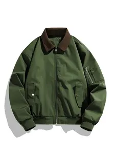 Men's Spring Solid Color Casual Jacket, Collared Durable Business Fashion Commute Wear, Fitted Practical Leisure Outerwear, Casual Fashionable Jacket