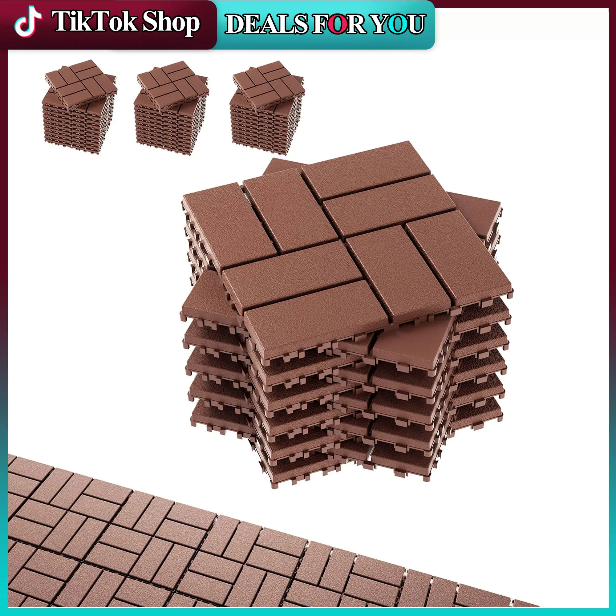 ZUGELAN Interlocking Deck Tiles, 44-Pack 12x12 in Outdoor All-Weather Slat Design Flooring, 44 Sq.Ft, Durable, Stylish, Non-Slip, Fast-Drying