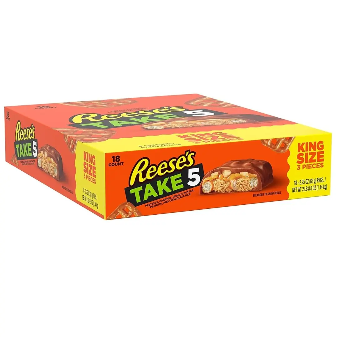 REESE’S TAKE 5 King Size Chocolate Snack Bars – 18-Pack (2.25 oz Each)