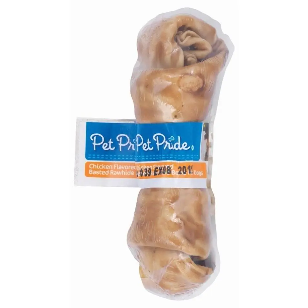 Pet Pride Chicken-Flavored Basted Rawhide Dog Bone - 4 in, Bone Shape, Long-Lasting Chew, Supports Healthy Chewing Habits, Entertains Pups