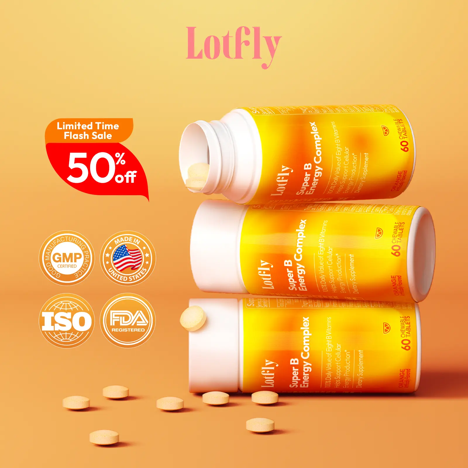 【Super Big!】LOTFLY Super B Energy Complex – 9-in-1 Advanced Nutrition with Taurine for Strength & Vitality