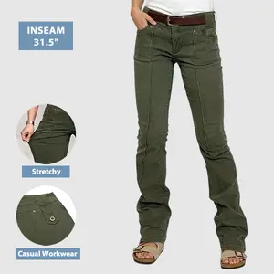 Flamingals Stitch Detail Mid Waist Bootcut Pants Womenswear