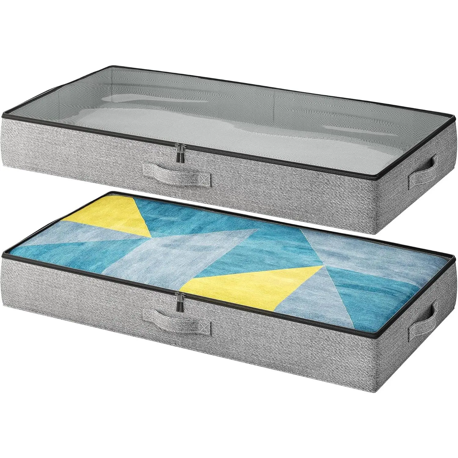 2-Pack Under Bed Storage Containers, 4.5 Inches Tall Low Profile Underbed Clothes Storage Organizer Bin with Sturdy Sidewalls/Bottom, Underbed Storage Bins 2 Storage Thin Bins