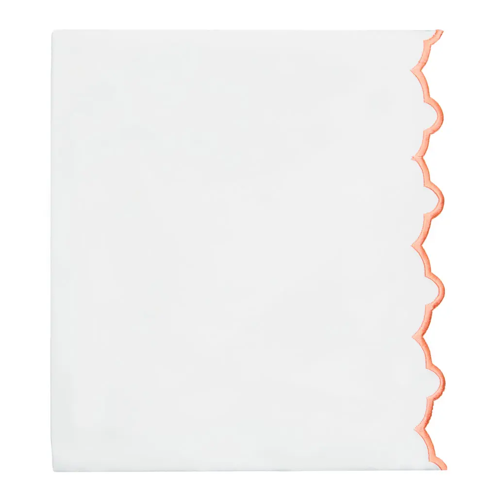 Apricot Scalloped Embroidered Flat Sheet
