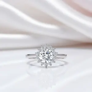 1.0 Ct Diamond Option Sunflower Shaped Halo Engagement Ring