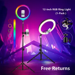 12" RGB ring lights with 43" Tripod Stand & Phone Holder, Dimmable Video Lighting for TikTok, YouTube, Live Streaming & Photography#youtube tiktok video Adjustable Ring Set#Summer Wins#Fathersdaygift