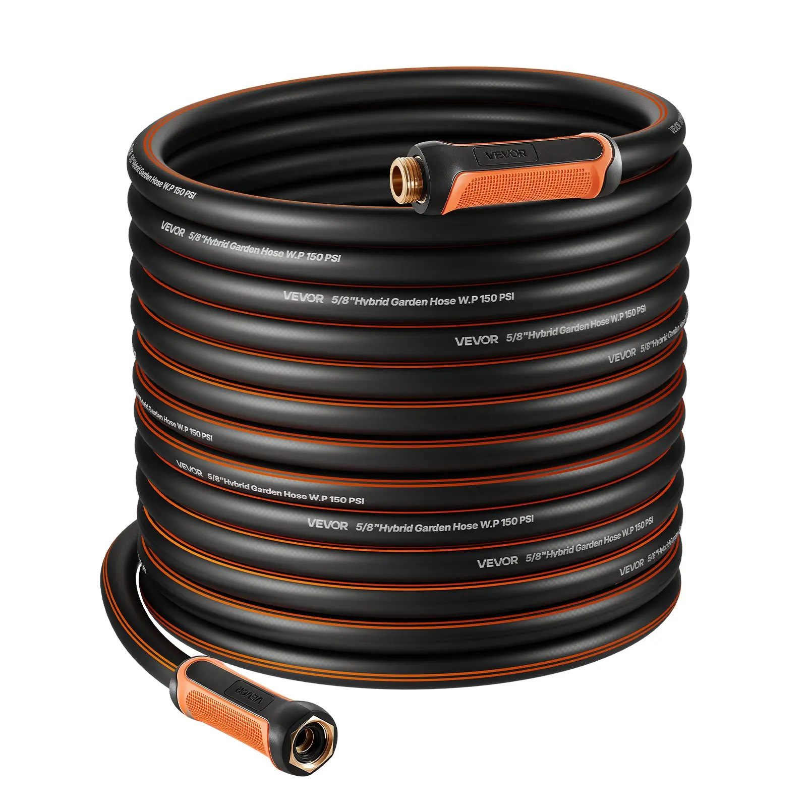 【Summerfinds】VEVOR Garden Hose, 100 ft 5/8" Heavy Duty 4-Layer Rubber Water Hose, 150PSI Working & 600PSI Burst, Flexible & Non-kink Outdoor Waterhose with 3/4" Fitting, Lightweight Hoses for Gardening Cleaning