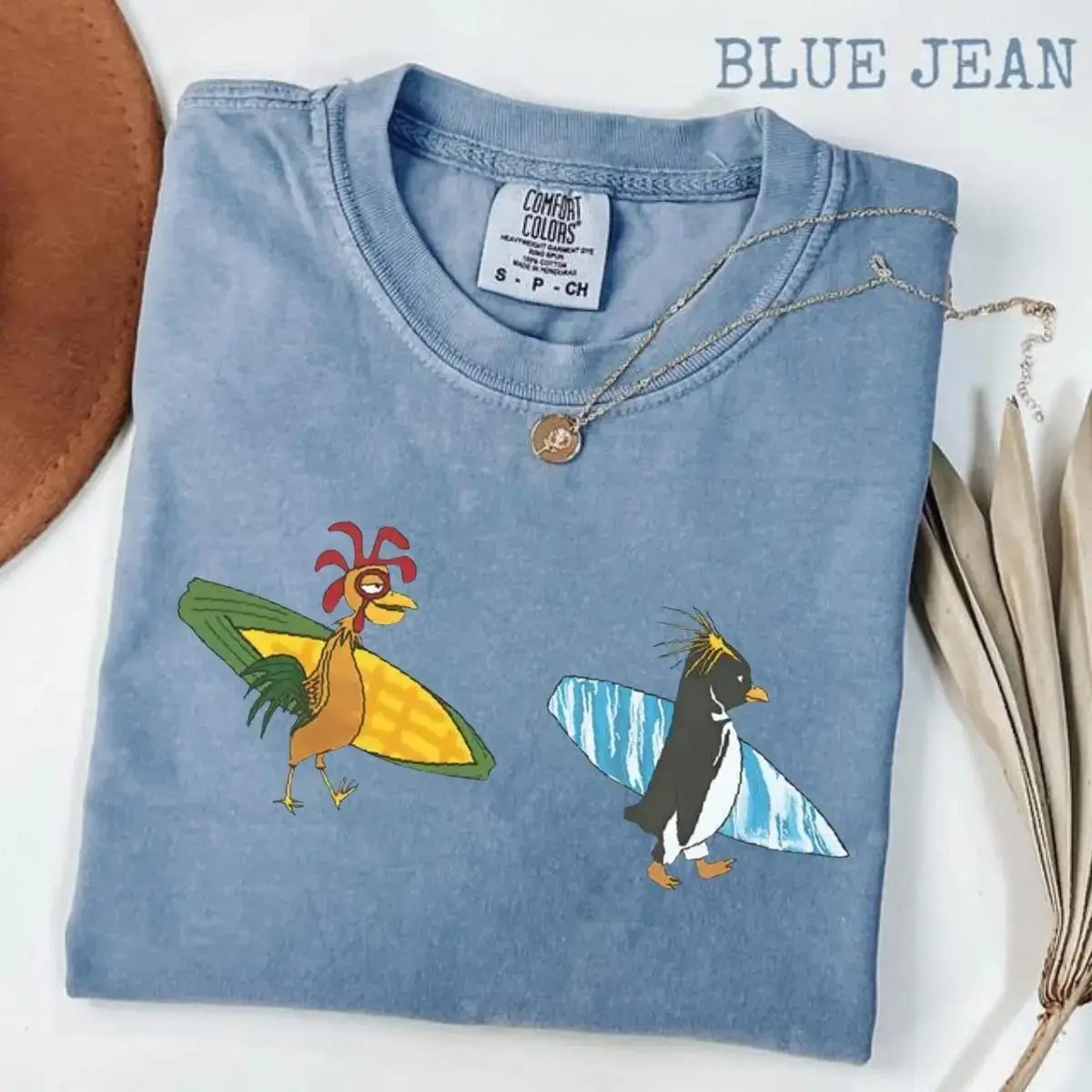 Comfort Colors Cody Maverick and Chicken Joe T-Shirt, Funny Surf’s Up Cartoon-Inspired Graphic Tee with Retro Movie Meme Design, Trendy Oversized Casual Outfit, Stylish Gift Top Perfect for Men and Women, Everyday Appreciation Shirt for Funny Film Fans