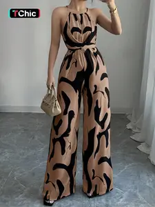 Women's Elegant Abstract Bodycon Jumpsuit, Sleeveless Summer, Fitted Style for Parties & Formal Events, Moderate Fabric Thickness