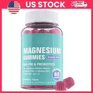 Triple Magnesium Complex Gummies 400mg, Magnesium Glycinate Gummies, Magnesium Citrate & Magnesium Malate, Prebiotics & Probiotics 5 Billion CFUs, Vitamin B6, Vitamin D3, Vitamin C, Sugar Free Vegan Blueberry Gummies, Muscle Wellness Supplement, 60 Count