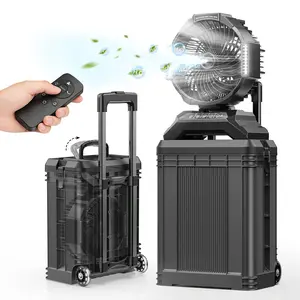 SprzAir 4gal Rechargeable Misting Bucket Fan, 40000mAh Cordless Portable Unit with Retractable Handle, Full Remote Control, Oscillating Design Made for Outdoor Adventures (Patio, Camping, Fishing),summervibes