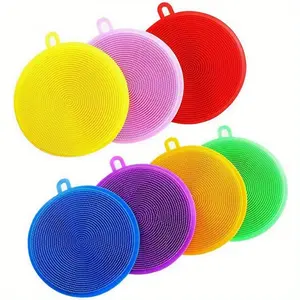 Silicone Dish Scrubber, Random Color 10Pack Silicone Sponge Dish Brush  BPA Free Reusable Rubber Sponges Dishwasher Safe and Dry Fast for Kitchen Dish Dishes Fruits Vegetables Washing and Cleaning, Dishwashing Sponge