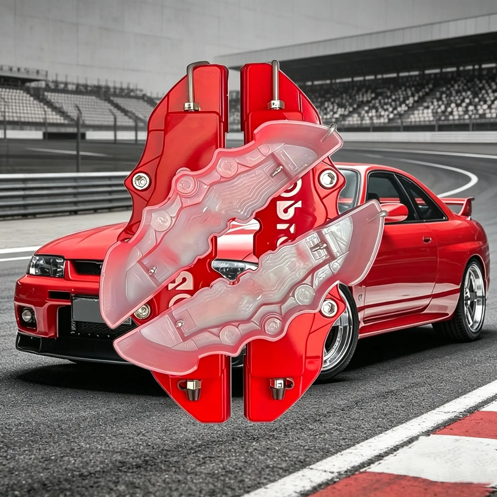 4Pcs Universal Car Caliper Covers, Car Accessories - Red, Blue, Yellow for 15-16 Inch Tires