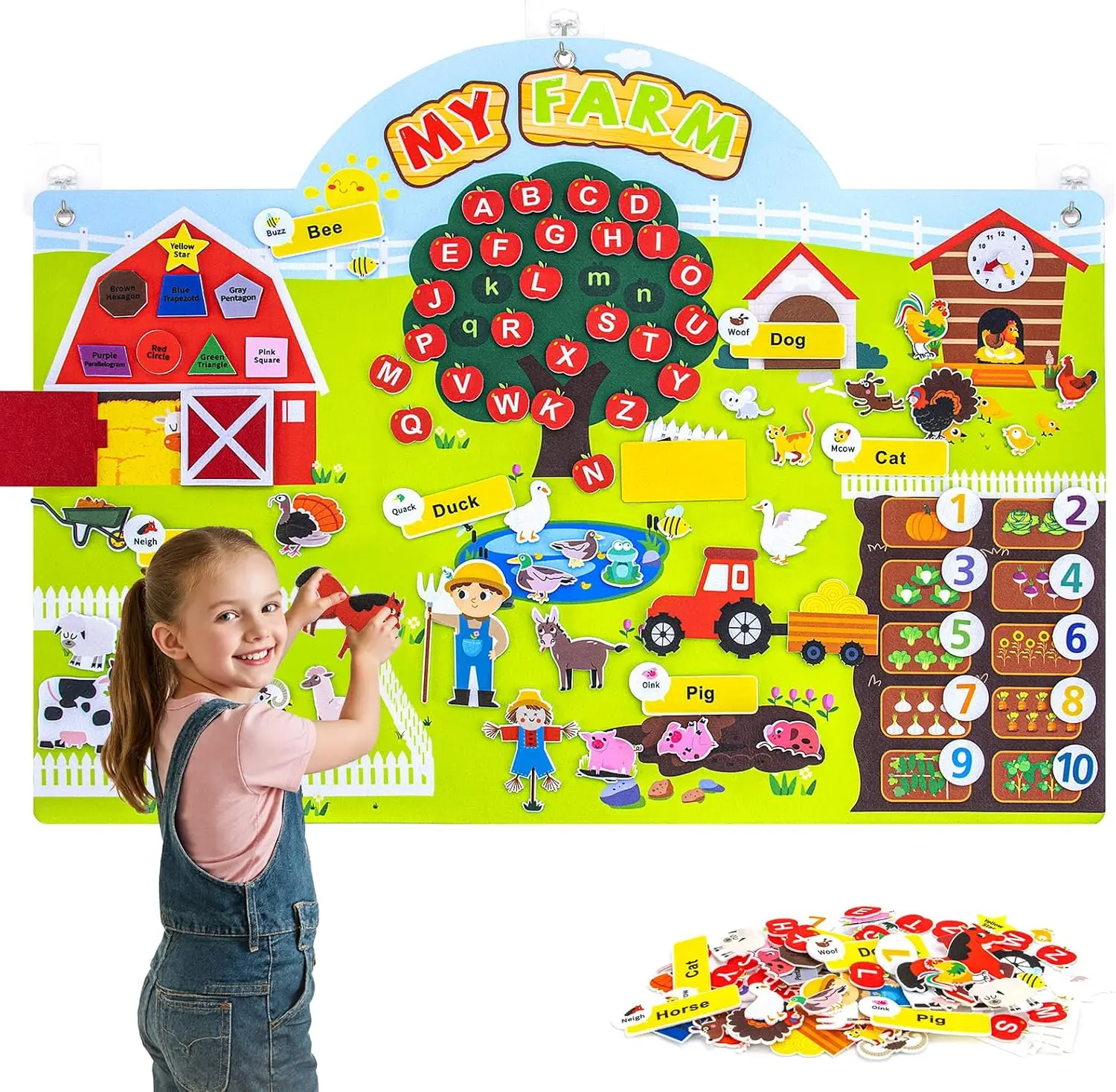 99-Piece Farm Animals Felt Story Board Set - Flannel Interactive Storytelling Kit, Wall Mount Sensory Panel for Toddlers, Early Learning Toy Boosting Creativity & Vocabulary