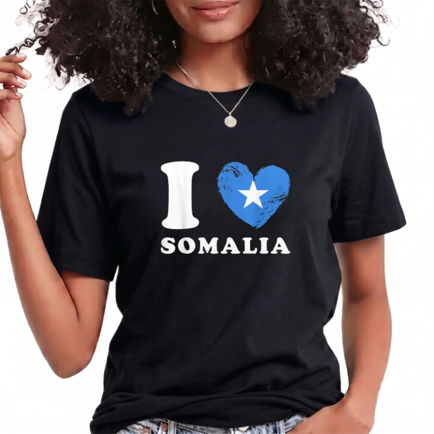 I love Somalia Heart Flag Somalia Summer Casual Shortsleeve Cotton T-Shirt