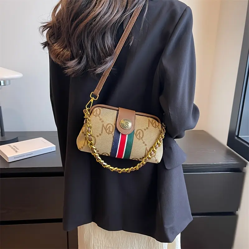 Women's Minimalist Elegant Plaid Crossbody Bag Daily Commute Versatile Fashionable Handbag for Office and Shopping