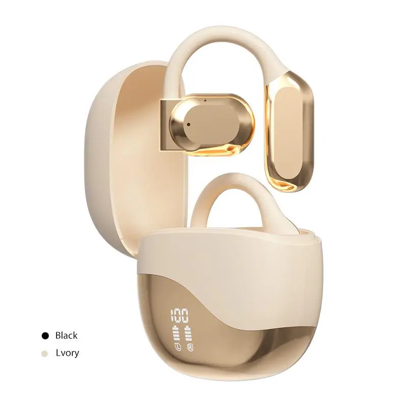 Wireless On-ear Design Earphone, Noise Cancelling Earphone with Digital Display, Bluetooth-compatible Headphone for Running, Gym, Workout, Sports