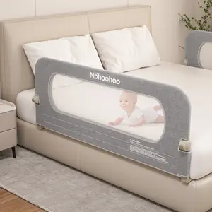 Bed Rail for Toddlers, Foldable & Swing Down, Gap Free Safety, Anti-Pinch Double Crossbar Bed Guard for Twin, Full, Queen, Beds, Gray, 71inch/59inch/47inch, Safety Guardrail, Safety Rails