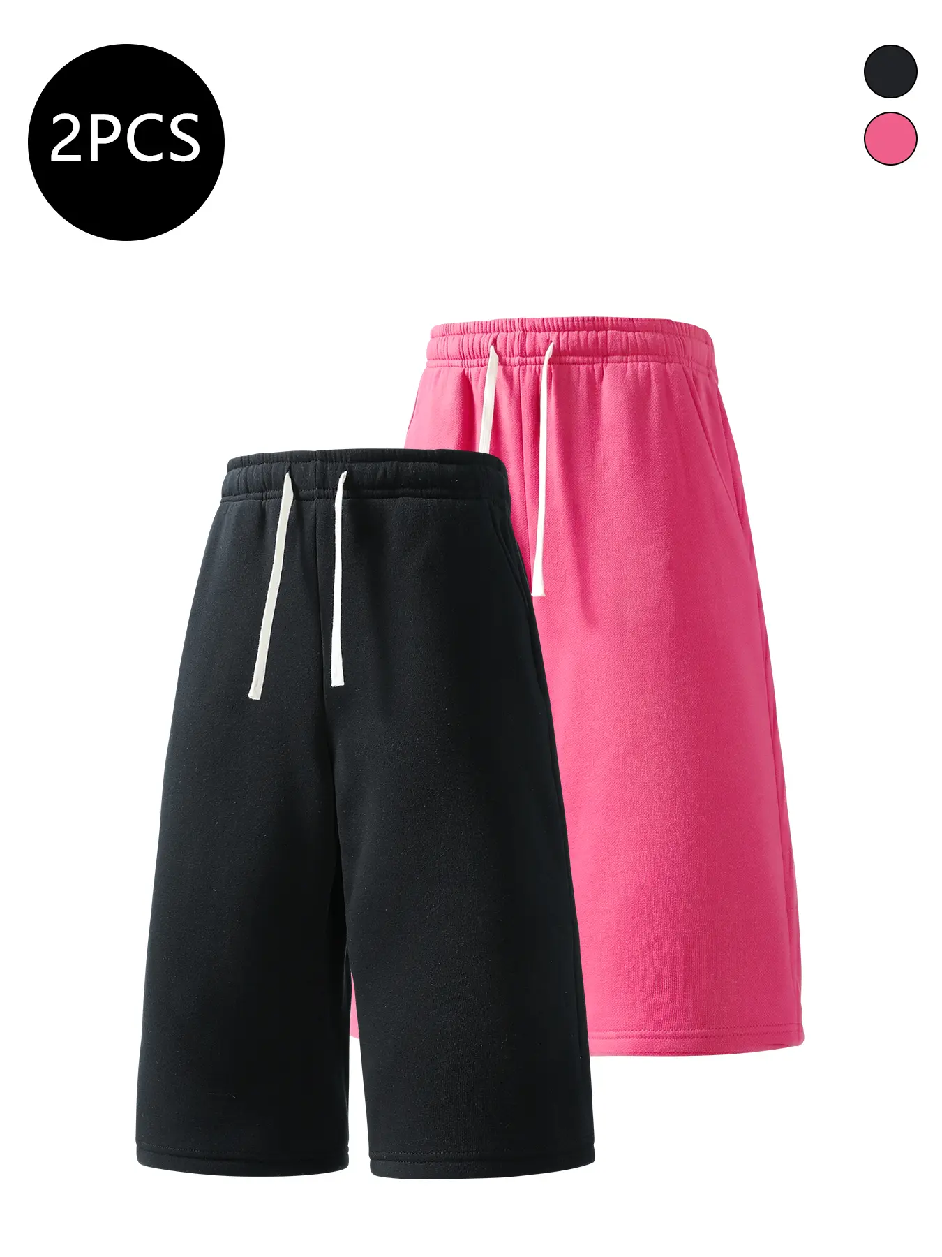2-pack men’s summer athletic shorts—breathable seven-eighths shorts for running, workouts, fitness, and everyday casual wear.