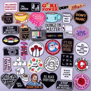 3 pcs of random Patches With Phrase Iron on Patches For Clothing Embroidery/Fusible Patch Ironing Stickers Applique Stripes Patch For Clothes