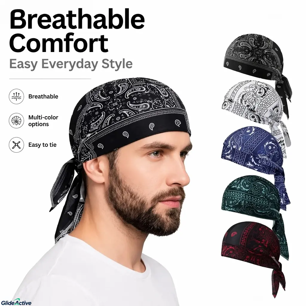 Do Rag Durag Paisley Bandana Sweat Wicking Breathable Non Slip 5 Pack Silky Stretch for Men Women Motorcycle Cycling Hip Hop Gym Helmet Liner 360 Waves 2026 New Trend Head Wrap