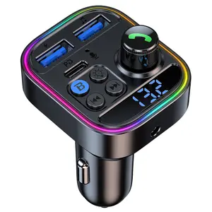 Wireless Bluetooth 5.3 Car FM Transmitter Adapter - Handsfree Calling, TF Card & USB Stick Support, 30W PD Quick Charging, Type-C Interface - Easy Music Streaming and Charging Solution