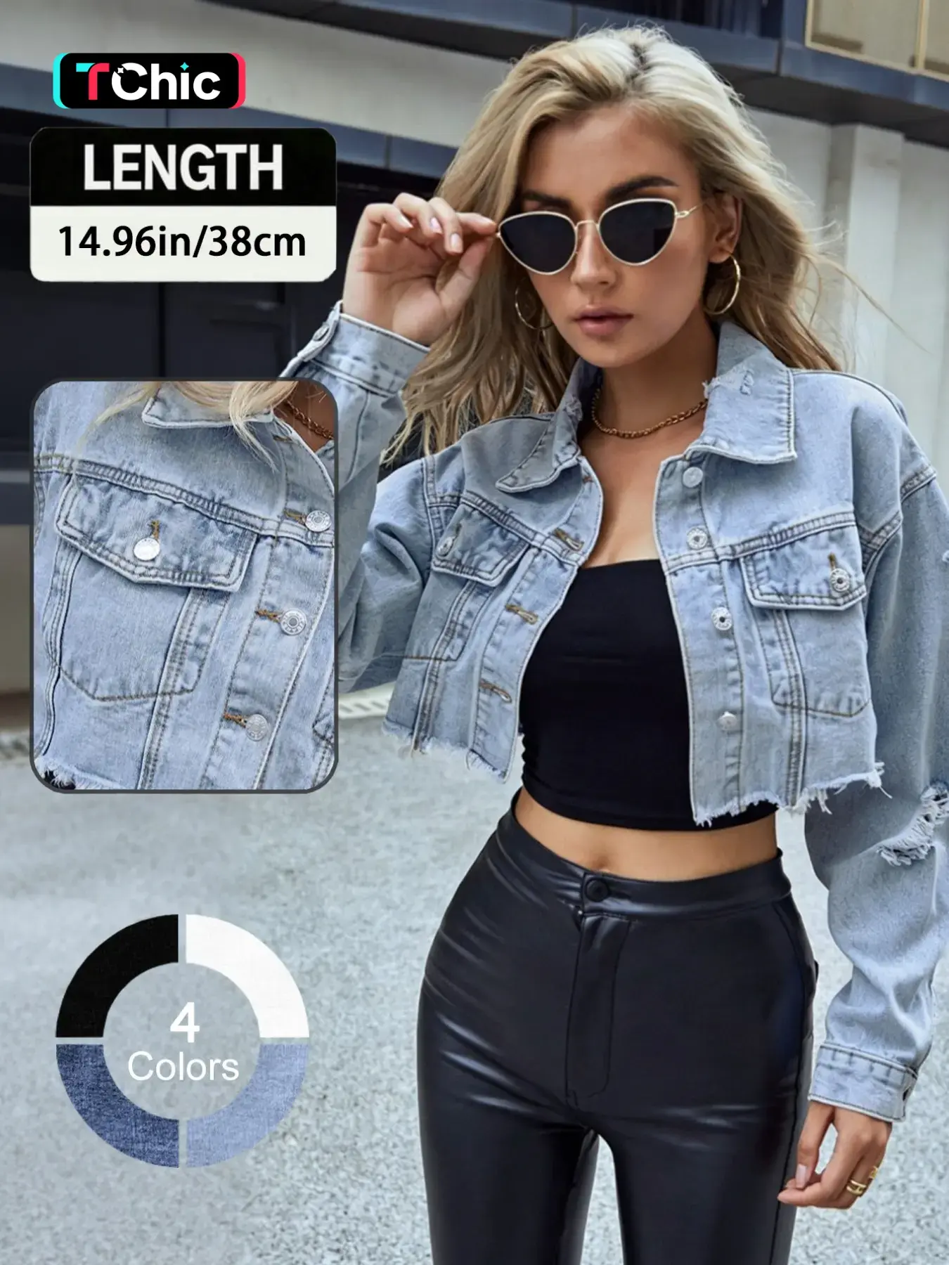 Women's Fashionable Denim Jacket, Casual Long Sleeve Outerwear for Daily Wear, Ladies Clothes for All Seasons, Coats