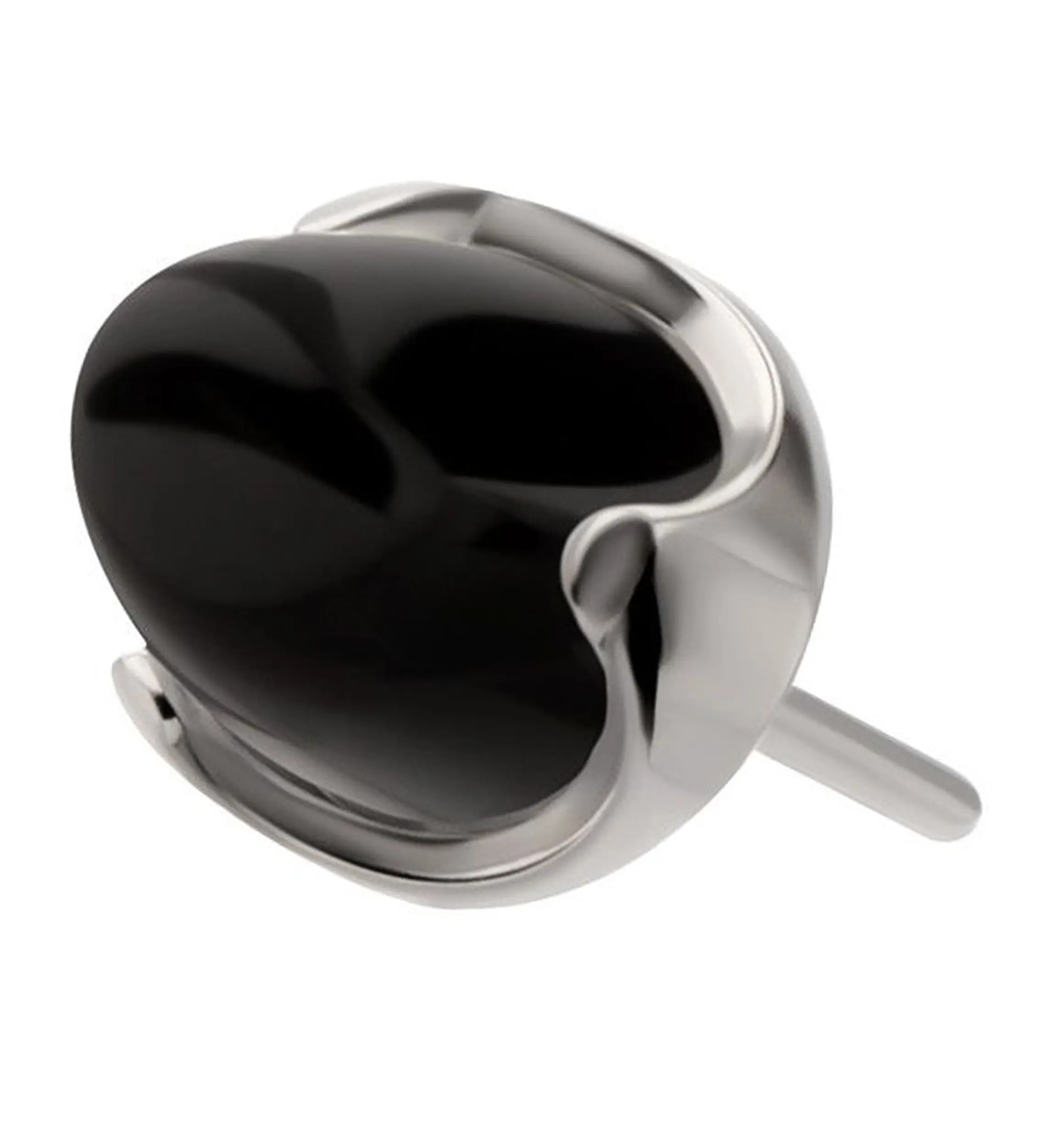 Black Onyx Bullet Titanium Threadless Top, Body Jewelry for Nose Piercing