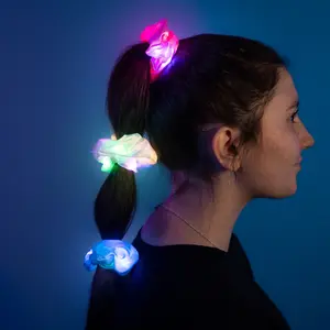 Brightz Lighted Scrunchies 3 Pack - Soft Stylish Hair Accessories with Bright LEDs in Pastel & Patriotic Colors - 3 Light Modes for Parties Holidays