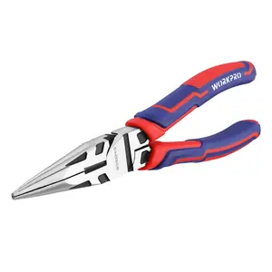 #Summervibes WORKPRO Premium 8” Needle Nose Pliers, Paper Clamp Precision, Heavy-Duty CRV Steel, Large Soft Grip with Wire Cutter, Long Nose Cutting Pliers