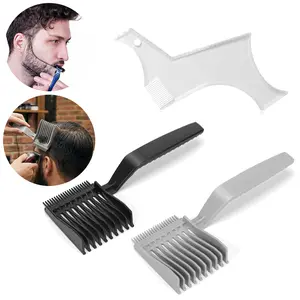 3PCS Barber Grooming Kit-2 PCS Fade Comb and Beard Shaper Template Shaping Tool, Hair Blending Comb & Beard Line Up Template for Men, Professional Grooming Tools for Home & Salon