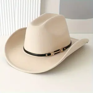 Luxury Easter Accessory! Elegant Felt Cowboy Hat with Metal Buckle, Ideal Easter Gift for Bestie, Family