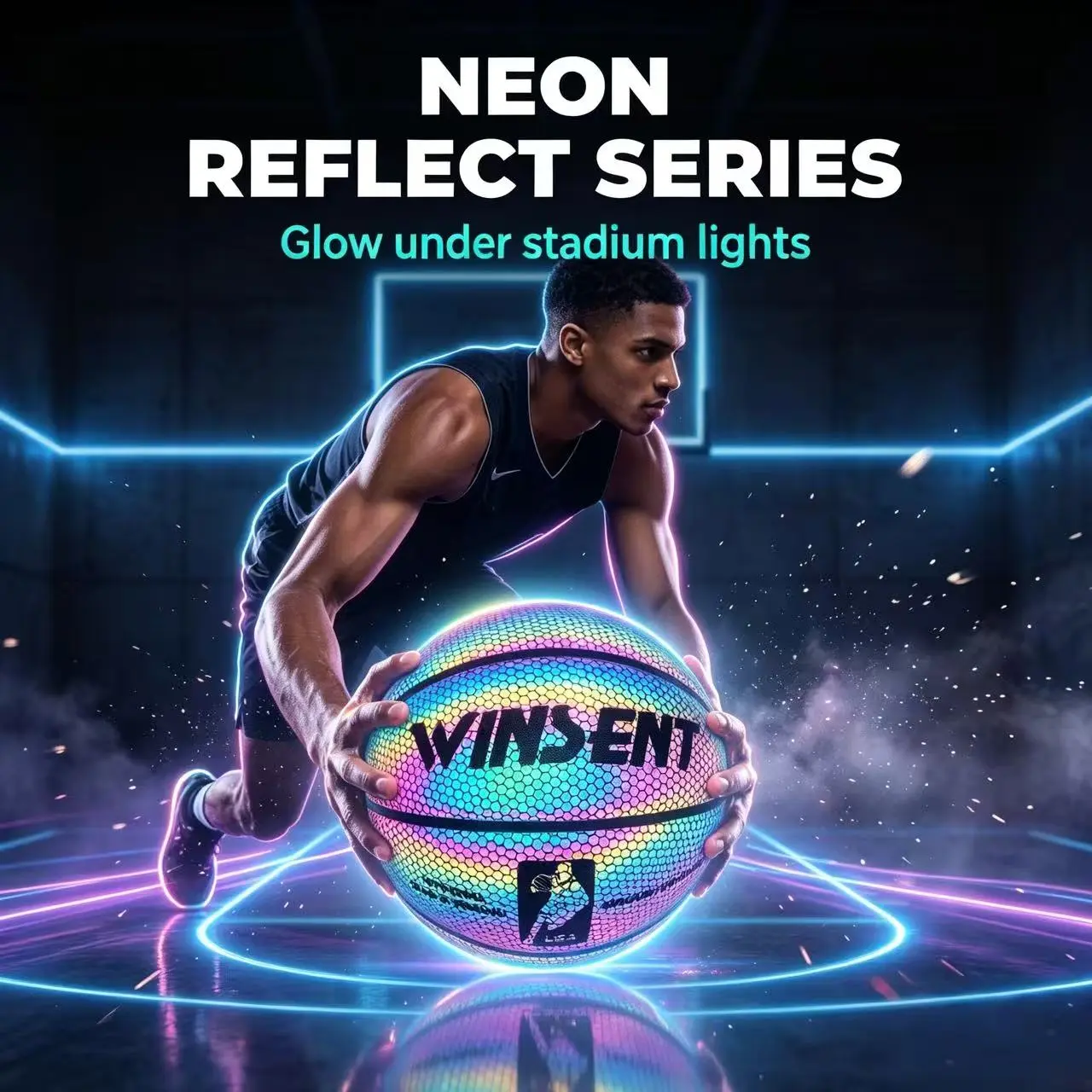 Reflective Glowing Basketball Official Size 7 Neon Light Up Street Basketball PU Non Slip Wearable Basketball for Indoor Outdoor Courts Perfect Birthday Graduation Gift for Teen Boys Basketball Players Son