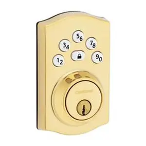 Kwikset 5044494 Powerbolt Zinc Electronic Deadbolt, Polished Brass