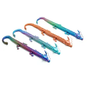 4pcs 3D printed dragon model toys, flexible joint animal doll statues, home and office desk decorations, holiday surprise gifts Ornaments