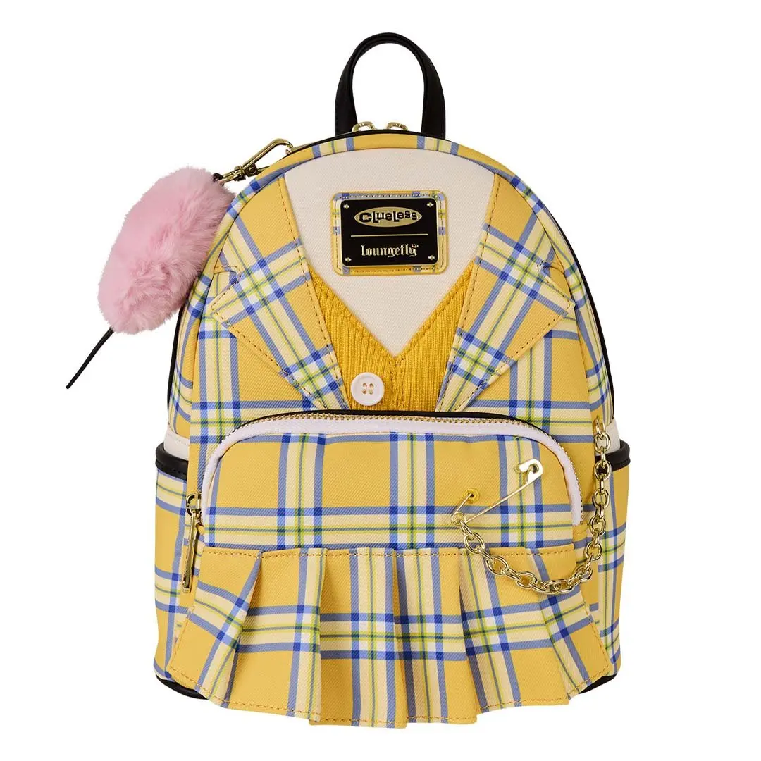 Loungefly Backpack, Paramount Clueless 30th Anniversary Cher Cosplay Embroidered Casual Mini Backpack with Coin Bag, Embroidered Backpack