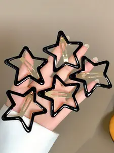 5 Pcs Minimalist Solid Color Star Hair Clips, 5.5cm Pentagram Bangs Clamps, Side Clip Hair Accessories for Women & Girls, Super Cute Clips, Hair Clip Set