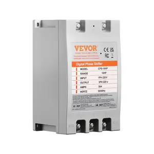 VEVOR 3 Phase Converter - 10HP 30A 220V Single Phase to 3 Phase Converter, Digital Phase Shifter for Residential and Light Commercial Use, 220V Input/Output (One Converter for One Motor Only)