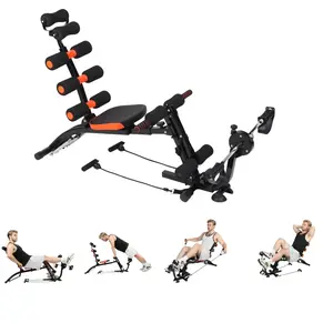 Adjustable Foldable Abdominal Training Equipment Sit-Up  for Core Strength Training Black Household Fitness Machine with Multi-Level Backrest & Foot Pedal System Portable Under Desk Elliptical Trainer Classic Cast Iron Weight Plates ab  roller  wheel