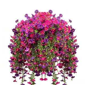 4/6/8 Pack Artificial Hanging Dendrobium Orchid Purple Flowers, Fake Hanging Plants with Vivid & Long-Lasting Color, Spring/Summer Decoration Indoor & Outdoor Decor for Garden, Window Sill SummerVibes