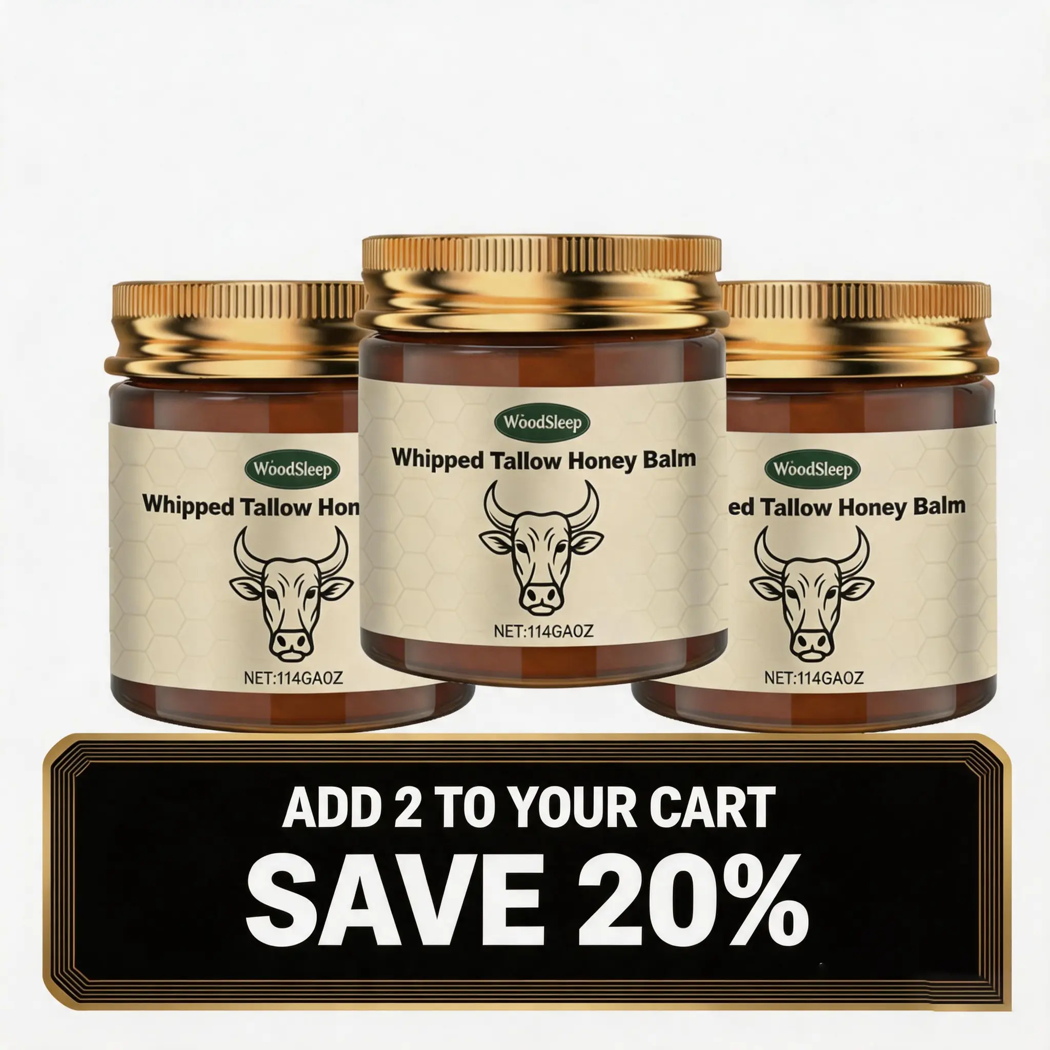 3pc 100% Grass Fed Beef Tallow Balm for Sensitive & Mature Skin – Soothing,Suitable for dry skin of middle-aged and elderly people、 Hydrate Honey Moisture Moisturizer Hydrating