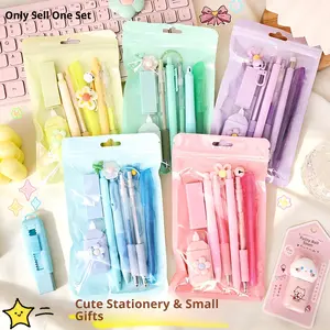 1 set of 8-piece stationery set for girls, School bundle, a must-have for classroom learning and office supplies, for students to start school, Available in 5 colors, suitable for classroom rewards and holiday gifts