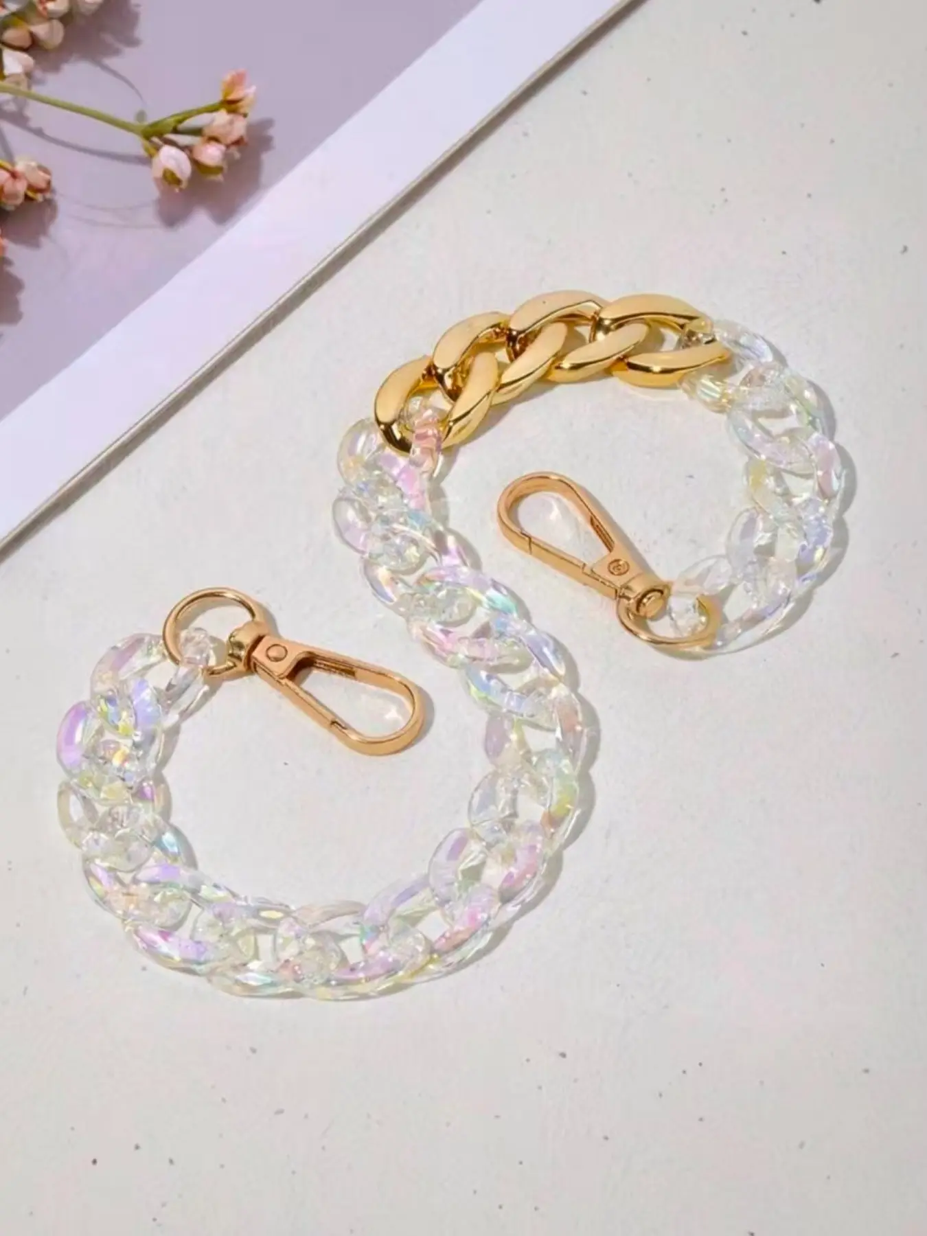 Acrylic iridescent color, random selection, 1 piece. Handbag handle chain, shoulder strap chain, acrylic handbag strap, Purse Chains For Handbags, Handbag Accessory