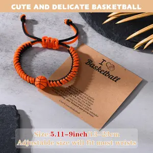 Soccer Baseball Basketball Bracelet Gifts for Boys Girls, Adjustable Handmade Braided Rope Silicone Bead Wristbands Bracelet, Sports Lover Teens Players Team Accessories Stuff Jewelry Gift for 6-16