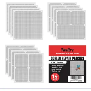 14 Sheets Window Screen Patches Repair Kit, 3 Sizes Strong Adhesive Fiberglass Quick Repair Tape for Mesh Screen Door (Gray)