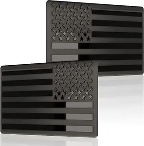 2Pcs USA American Metal Flag Auto Fender Emblem, Embossed 3D Metal Adhesive Sport Truck Car Badge,USA Flag Decal for for Auto SUV Truck Motorcycle (Black) decal sticker