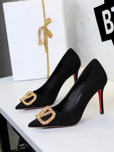 Women's Leopard Print High Heels, Stiletto Heeled Pumps, Rhinestone Buckle Design, Slip-On Comfortable Shoes for Women, Elegant Heeled Shoes, Stylish & Elegant Footwear