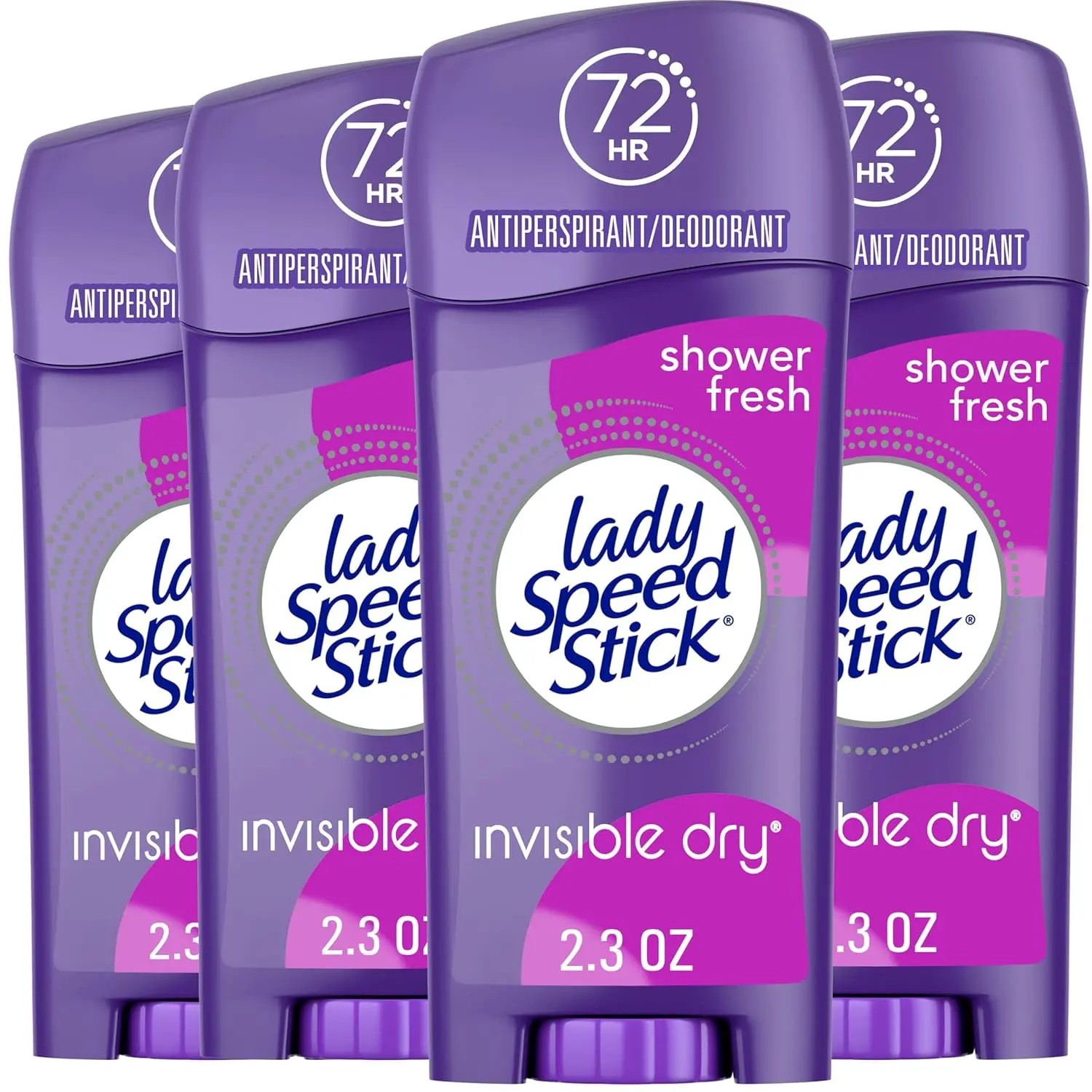 Women's Speed Stick Antiperspirant Deodorant - 72 HR Sweat & Odor Protection, Invisible Dry, Shower Fresh Fragrance, 2.3 oz Stick (4-Pack), Body Care, Effective Deodorizer, Long Lasting Deodorants, Underarm Care, Fragrance Deodorant