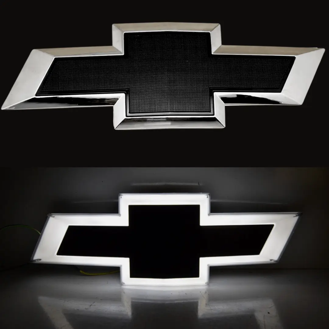 GM Officially Licensed LED Grille Emblem for 2014-2015 Chevy Silverado, Chevy Truck Accessory, Chrome & Black Illuminated Front Badge with Brushed Chrome Finish, Bright Lighting, ABS Plastic Build & Pre-Wired Kit