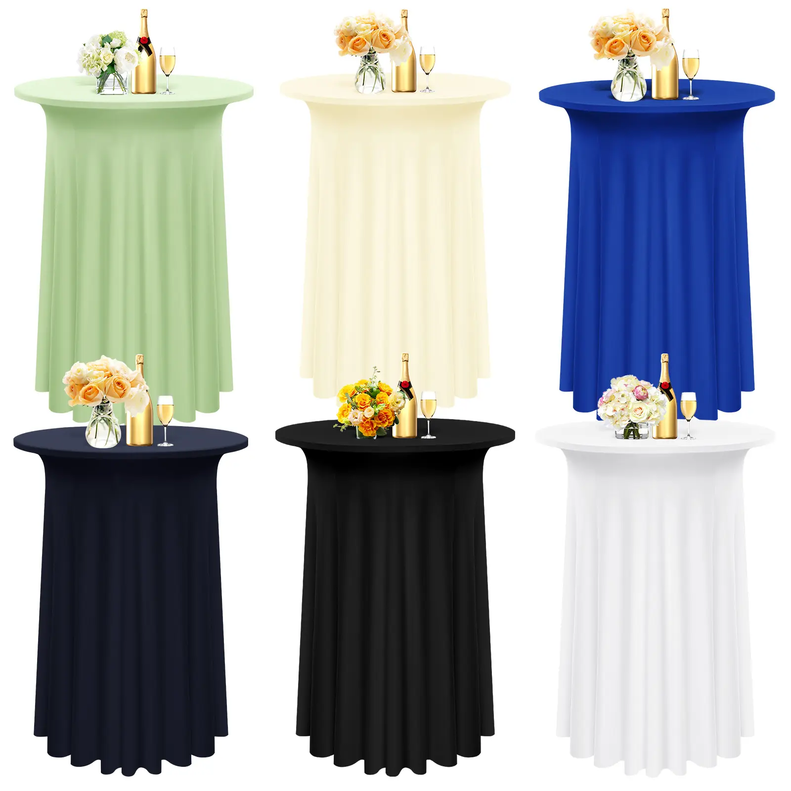 2/4/6/8/10 Packs Round Spandex Table Skirts 32x 43inch Stretch Square Cloth for High Top Tables, Cocktail Table Cloth with Skirt, For Bar Wedding Party Banquet,Halloween Decor Anniversary Party,#Outdoor gathering gear #Back-to-school #Halloween